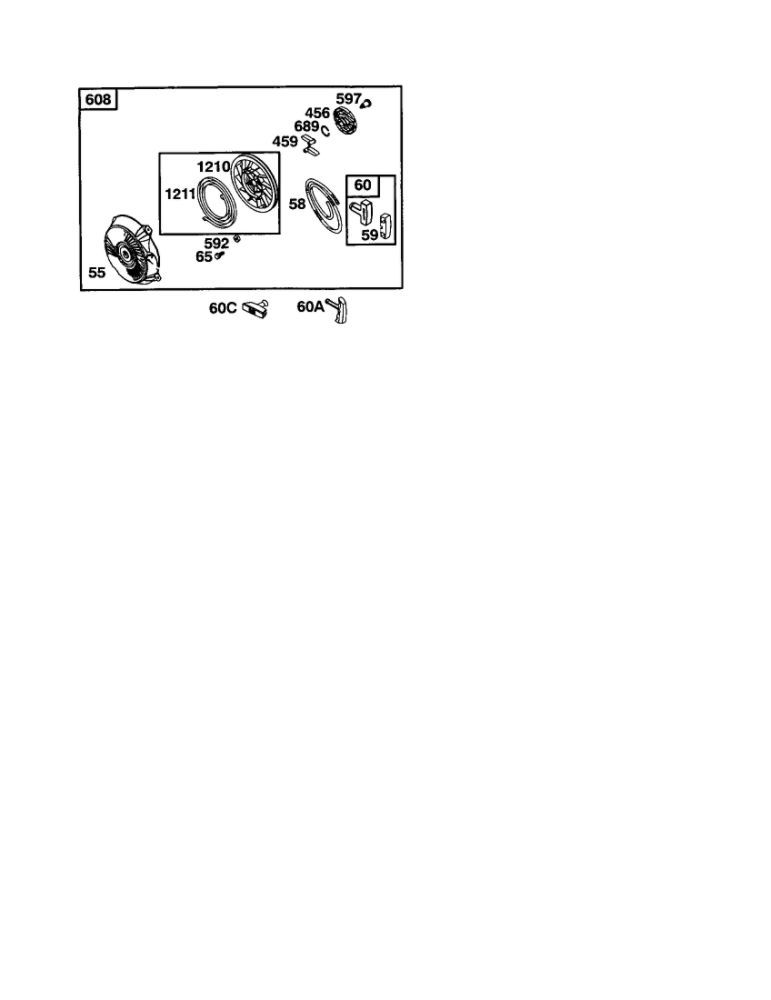Starter-Rewind Diagram and Parts List for 110400-110499 0200-0201-0203 Briggs and Stratton Engine